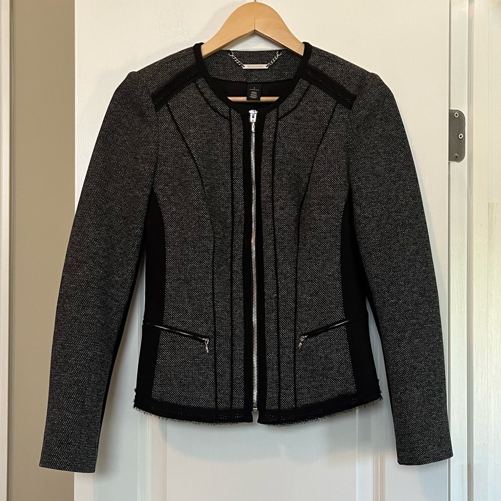 White House Black Market Gray and Black Women's Blazer- Size 6